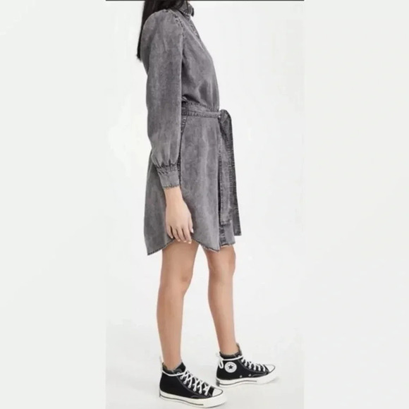 Avec Les Filles Denim Shirt Dress | Gray Black | Size M - Picture 3 of 7